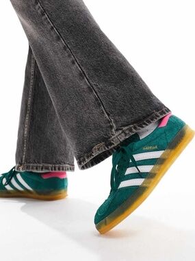 Women 6.5 Adidas Originals Gazelle Indoor Collegiate Green Lucid Pink